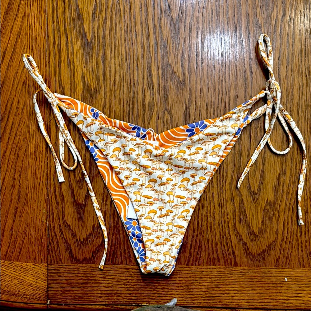 Orange and Blue Floral Bikini Bottom